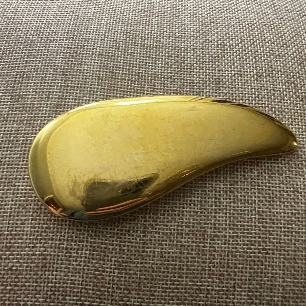 Vintage A Taylor‎ Gold Tone Abstract Teardrop Belt Buckle 3.5" Mob Wife